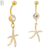 N072 - 316L Stainless Steel Dangling Starfish Design Belly Ring with 5mm Screw Ball image 2