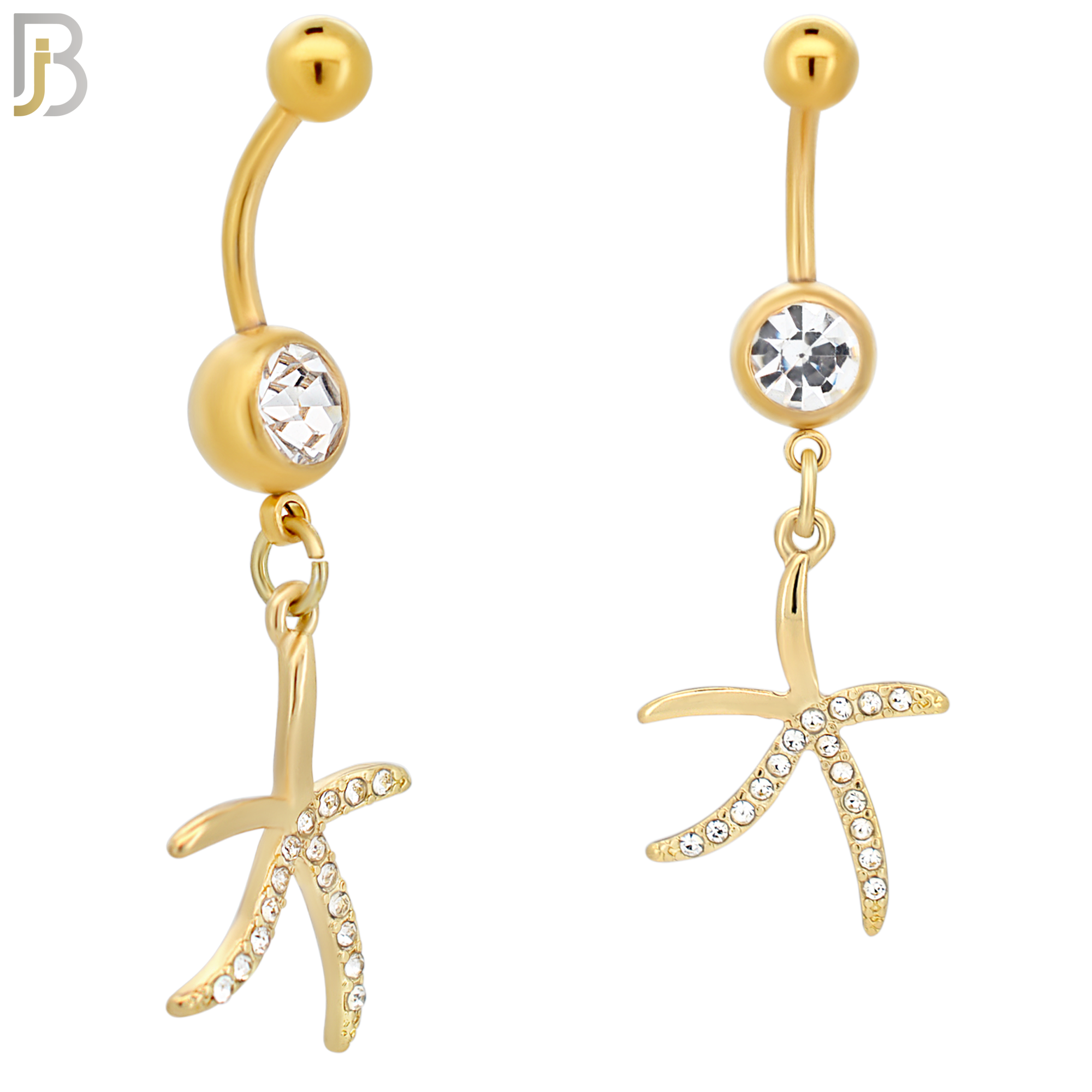 N072 - 316L Stainless Steel Dangling Starfish Design Belly Ring with 5mm Screw Ball image 2