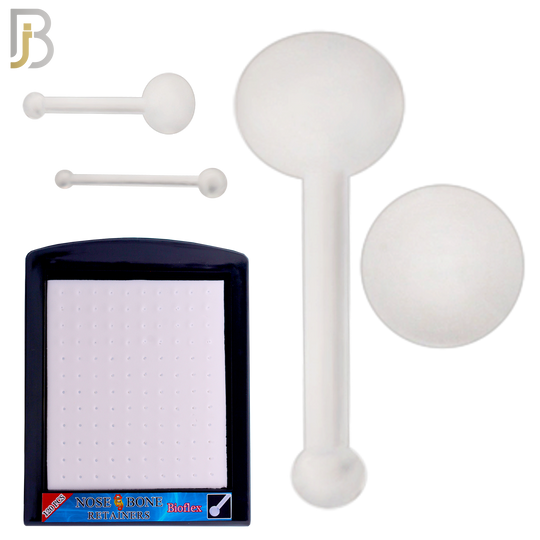 PK-NR09-2 - "Bioflex"120 Pcs, Clear Acrylic Flexible Nose Bone Retainer, 20g Thick 2mm Disk Shaped Top image 1