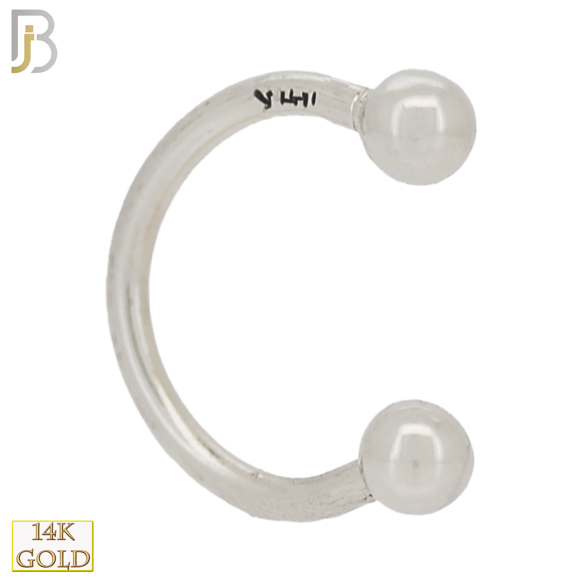 14-HS01 - 14k Solid Gold Horseshoe Plain Design External Threaded Screw image 2