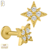 14-LB33 - 14k Solid Gold North Star with Zircon Internally Threaded Labret image 0