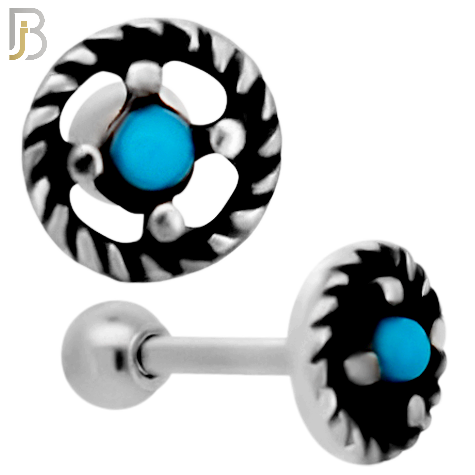 TB119 - 316L Stainless Steel Wheel Tragus/Cartilage Barbell (PACK OF 6) image 2