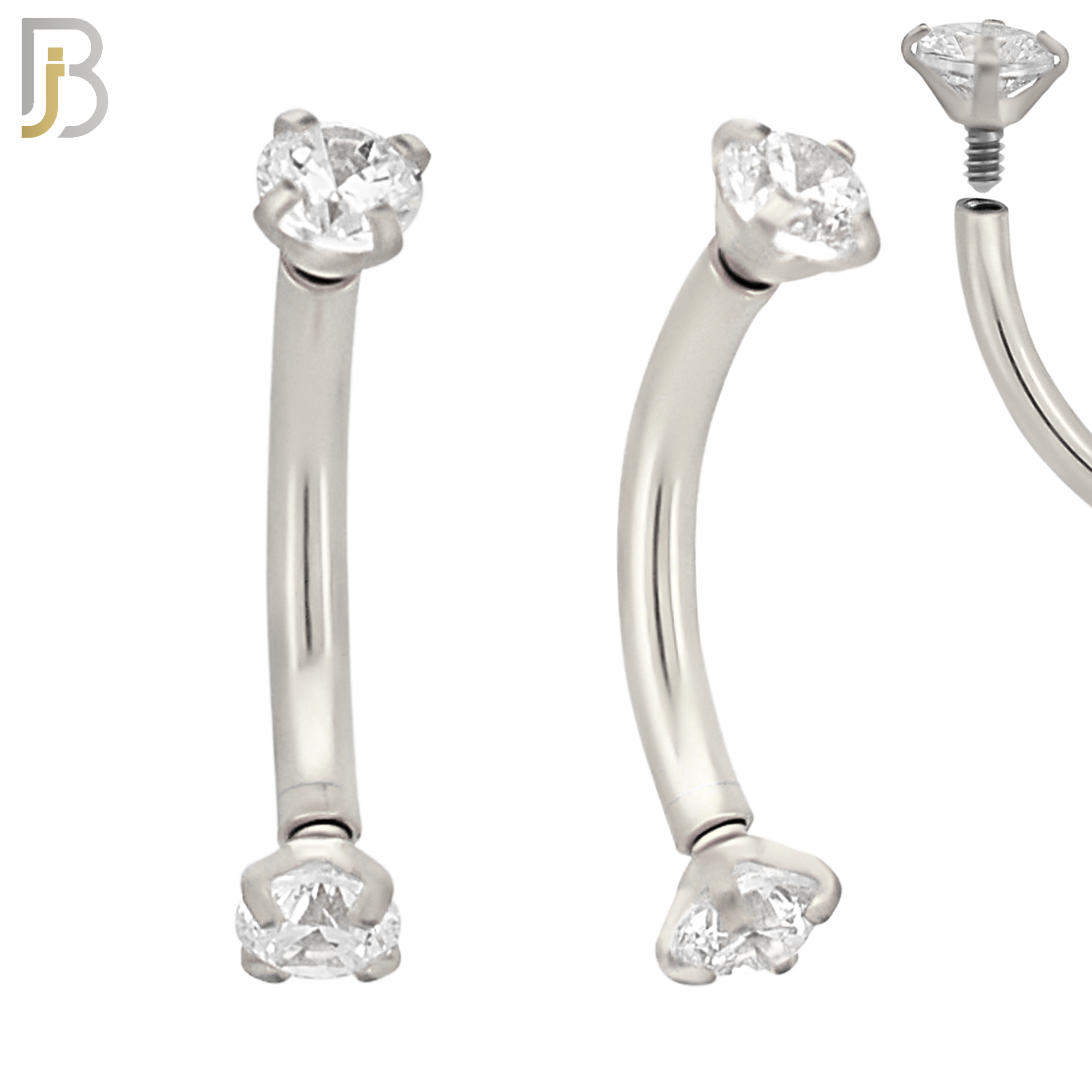 EC04SC - 316L Surgical Steel Curved Prong Setting Zircon Internally Threaded (PACK OF 6) image 2