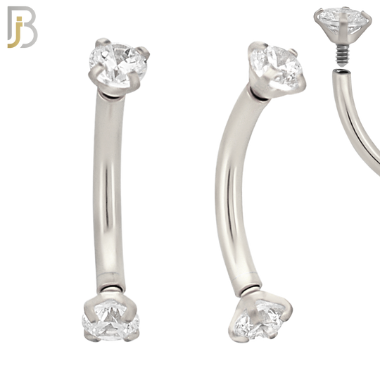 EC04SC - 316L Surgical Steel Curved Prong Setting Zircon Internally Threaded (PACK OF 6) image 2