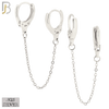 925-ES411 -  925 Sterling Silver Hand Cuffs Connector Huggies Hoop Earrings image 0