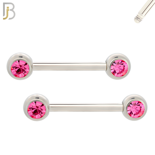 NP01-5 - 316L Surgical Steel Screw 5mm Plain Ball with Bezel Zircon Nipple Ring Piercing image 5