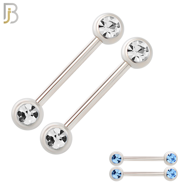 NP01-5 - 316L Surgical Steel Screw 5mm Plain Ball with Bezel Zircon Nipple Ring Piercing image 0
