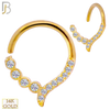14-TH68 - 14K Yellow Gold 18g Thickness Twist to Open Hoops with Multi Zircon - Yellow Gold image