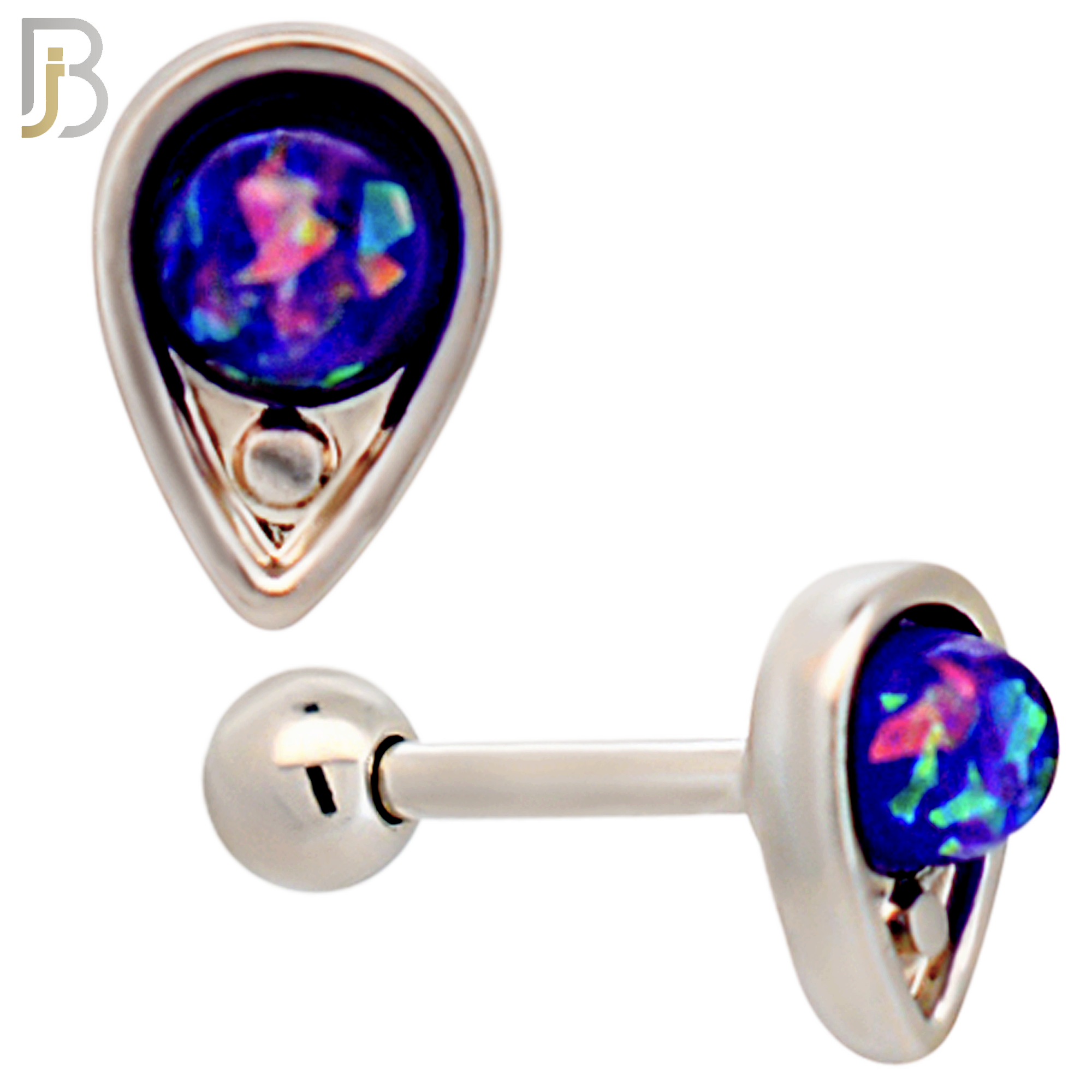 TB123 - 316L Stainless Steel Opal/Turquoise Teardrop Tragus/Cartilage Barbell  (Pack of 6) image 3