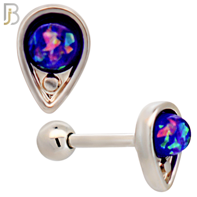 TB123 - 316L Stainless Steel Opal/Turquoise Teardrop Tragus/Cartilage Barbell  (Pack of 6) image 3