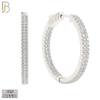 925-ES250 - .925 Sterling Silver Latch Back Hoop Earrings With Two Rows of Zircon image 0