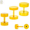 FP28G - Gold Plated Color Surgical Steel Plain Fake Plug (PACK OF 3 Pairs) image 0