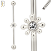 BB28 - 316L Surgical Steel Screw Bar with Brass Flower Design Barbell Industrial (PACK OF 4) image 1