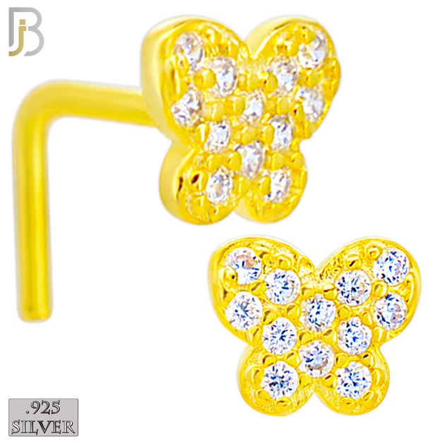 925-NR47LGSC - 925 Sterling Silver Butterfly CZ L Shape Nose Ring (Pack of 6) image 2