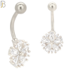 NB08 - 316L Stainless Steel Prong Setting Flower Zircon  Banana Belly Navel Ring image 1