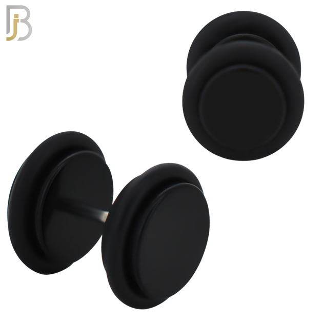 FP01K - Black Acrylic Fake Plug with O-ring (PACK OF 3 Pairs) - 00g - 10mm image