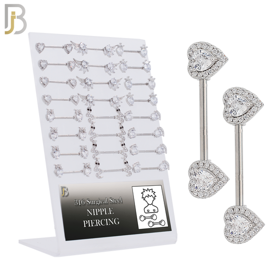 PK-NP14 - 316 Surgical Steel Nipple Rings with Mixed Designs Pack of 24 image 0