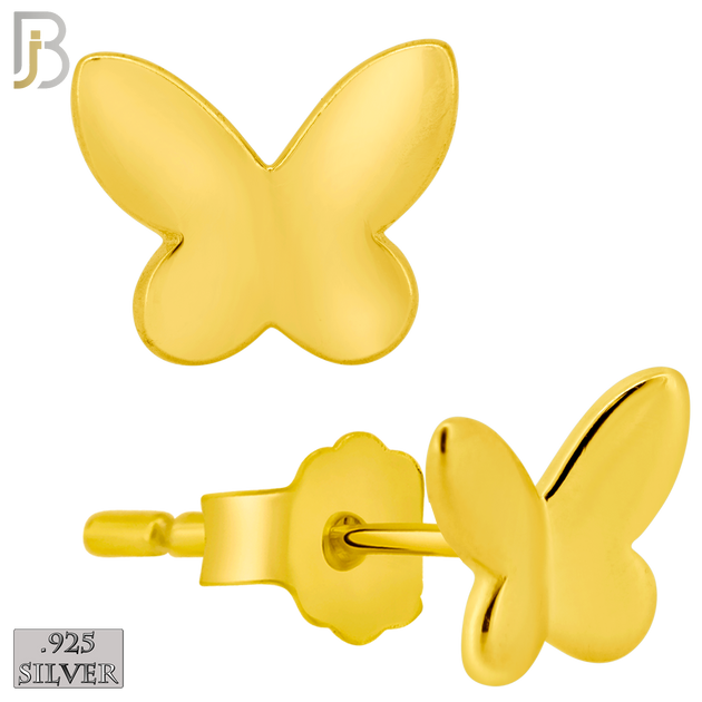 925-ES315 - Push Back - .925 Sterling Silver Plain Butterfly Stud Earrings image 2