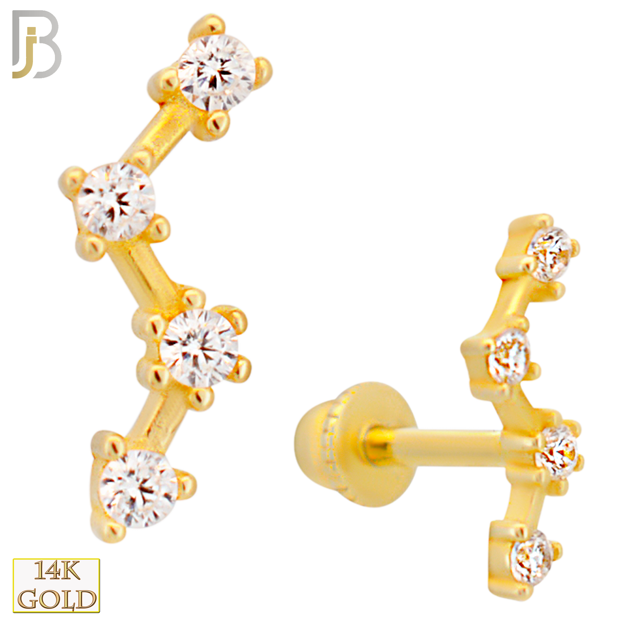 14-TB38 - 14k Yellow Gold 4 Star Constellation Tragus Barbell with Baby Screw Backing image