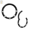 CT92 -  316 Stainless Steel Hinged Hoop with CZ Gems in Flush Setting Nose Rings (PACK OF 6) image 3