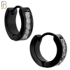 ES131 - Stainless Steel Huggies Hoops Earrings with Square Zircon image 2