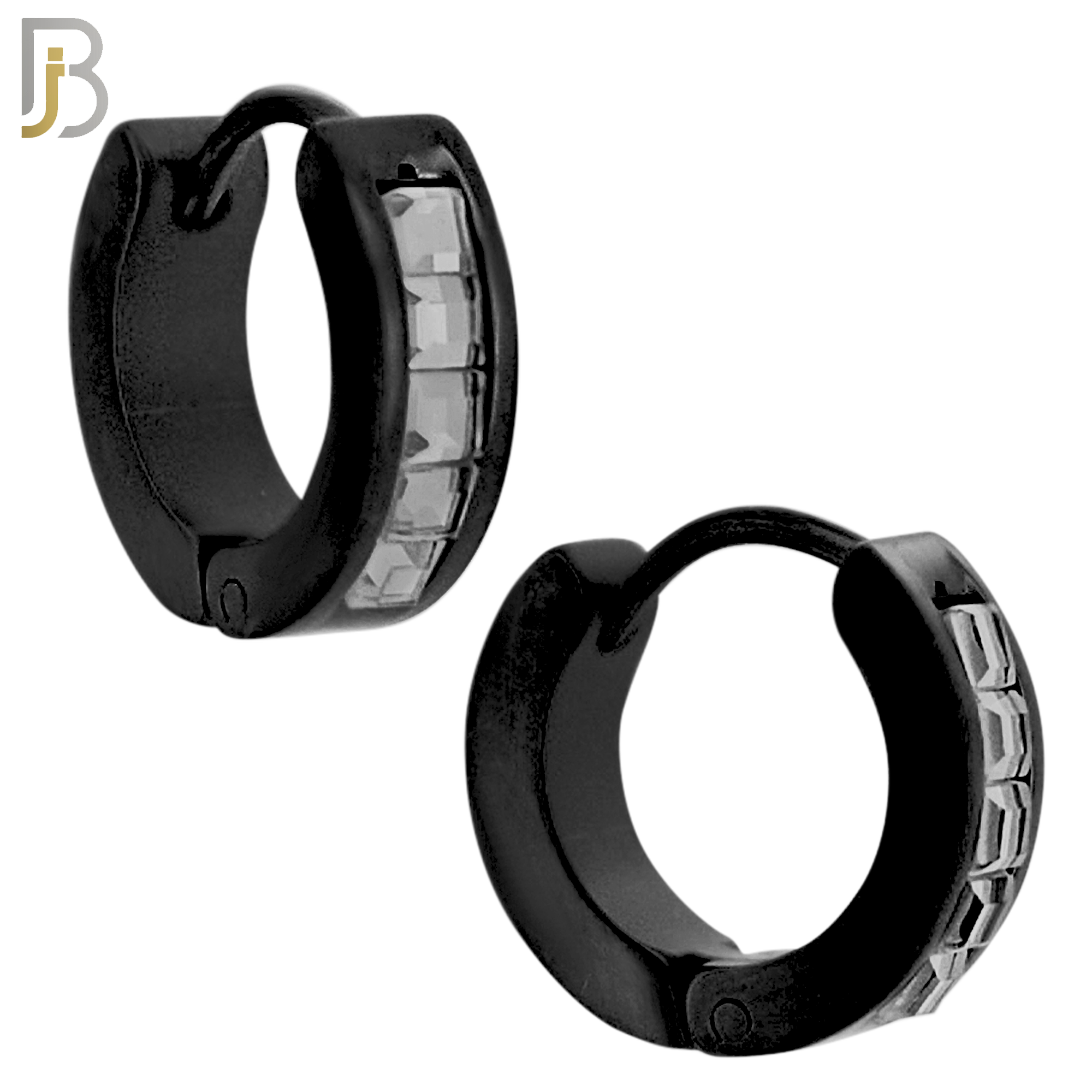 ES131 - Stainless Steel Huggies Hoops Earrings with Square Zircon image 2