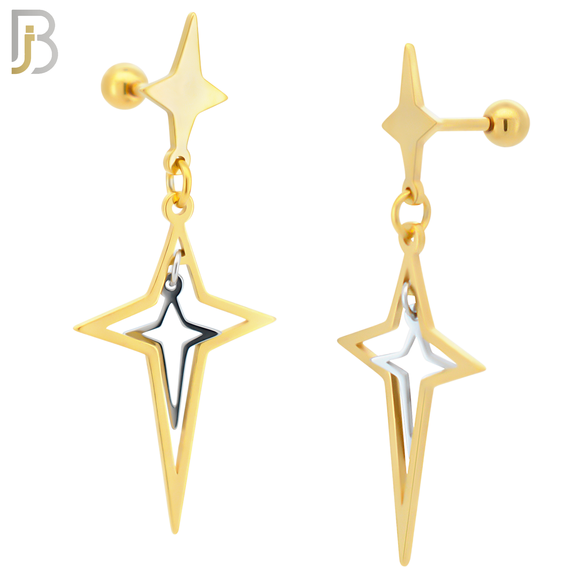ES44 - 316L Stainless Steel Dangling Spike Cross Hollow with 4mm Screw Ball image 3