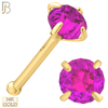14-NR01YPS-22 - 22g - 14k Yellow Gold Nose Bone with Pink Sapphire in Prong Setting - 3.5mm image