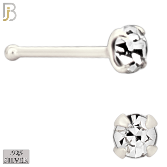 925-PK-NR01S-3C2 - Mixed of 2mm, 2.5mm, 3mm Clear CZ 22g Thickness  925 Sterling Silver Nose Bones, Prong Set Packages Pack of 120 image 3