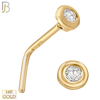 14-NR19LYC- 14k Yellow Gold L-Shape Nose Ring with Round Cubic Zirconia in Bezel Setting image 0