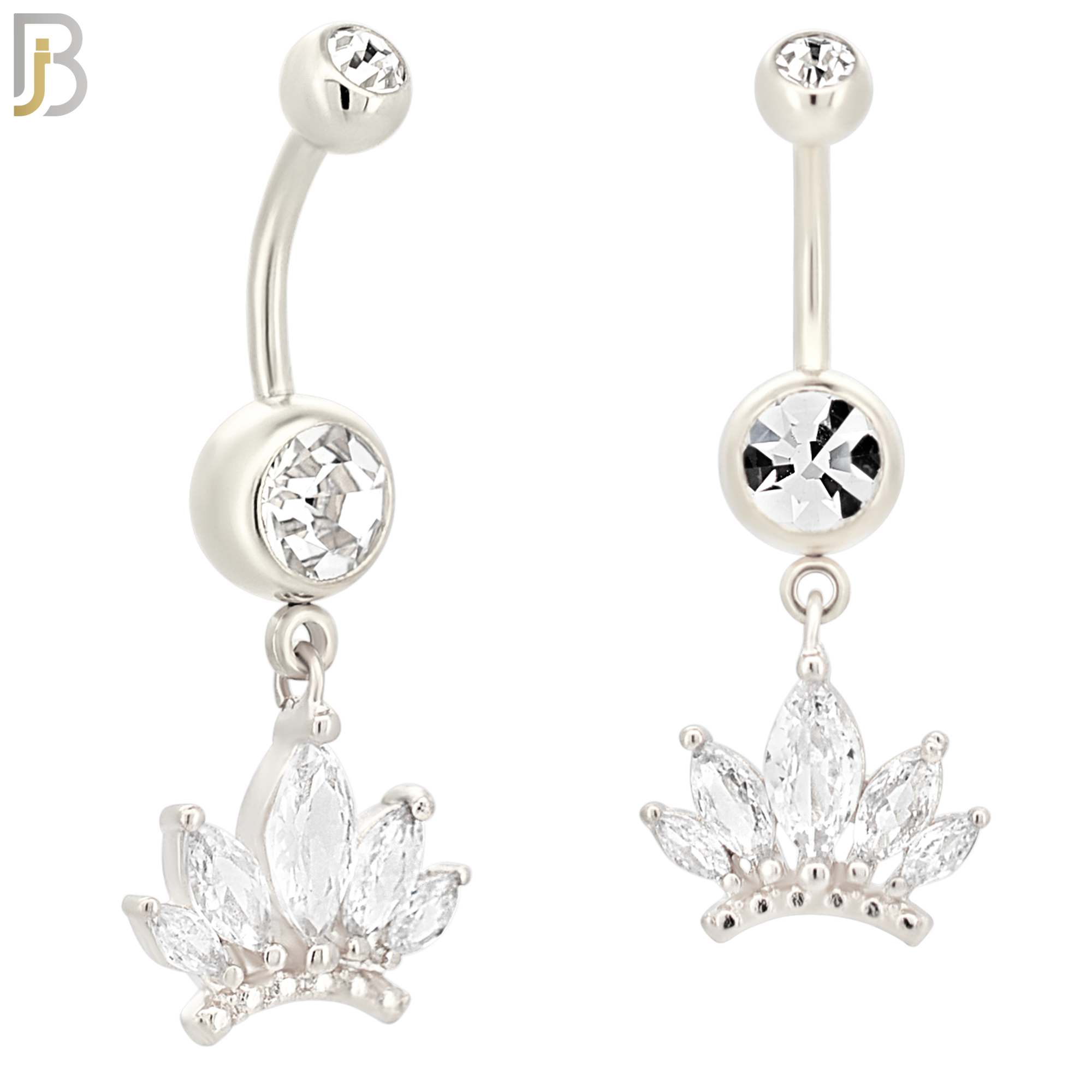 N075 - 316L Stainless Steel Dangling Crown Design Belly Ring with 5mm Screw Ball image 1