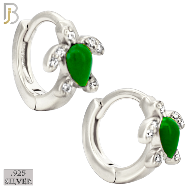 925-ES449 - 925 Sterling Silver Turtle Huggies Earring image 3