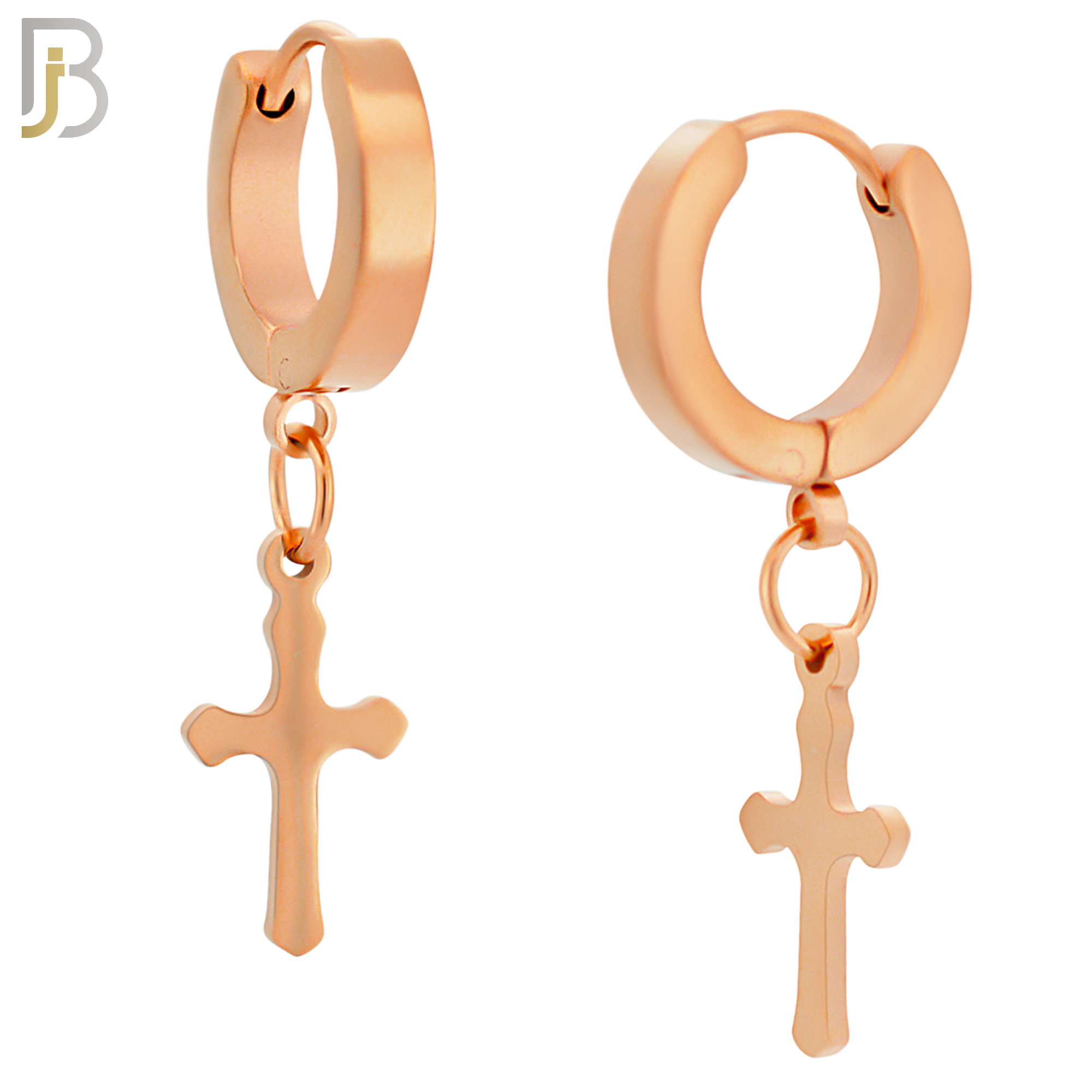 ES91 - 316L Stainless Steel Dangling Cross Design Huggies Clip On image 3
