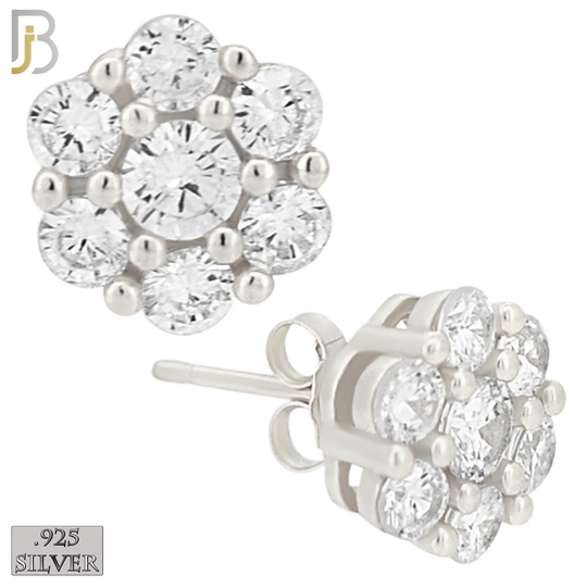 925-ES488S - 925 Sterling Silver Round Flower Push Back Stud Earring image 2