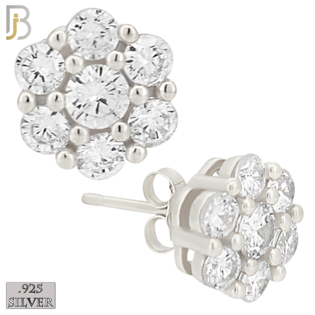 925-ES488S - 925 Sterling Silver Round Flower Push Back Stud Earring image 2
