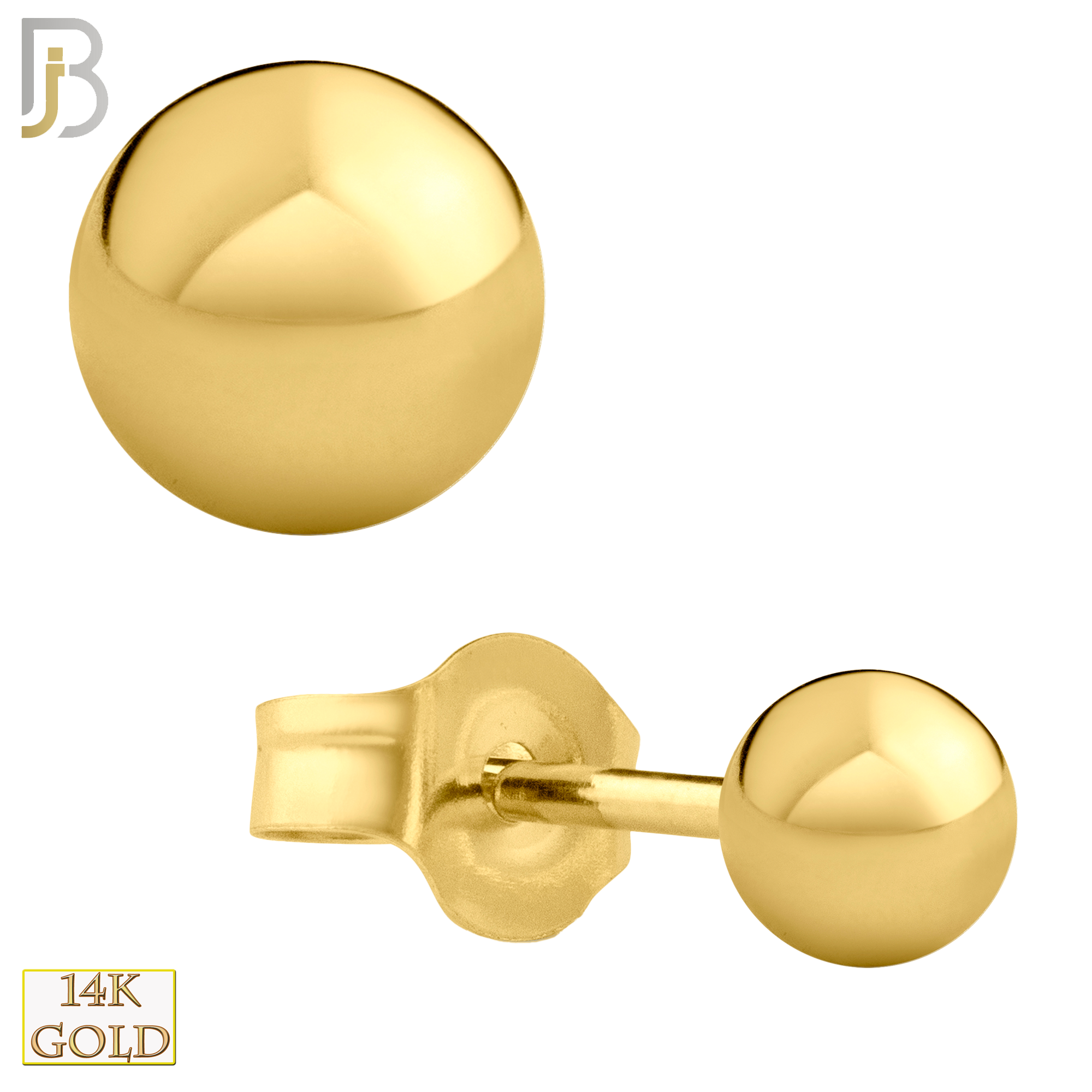 14-ES102Y - 14k Yellow Gold Push Back Plain Ball Stud Earrings image