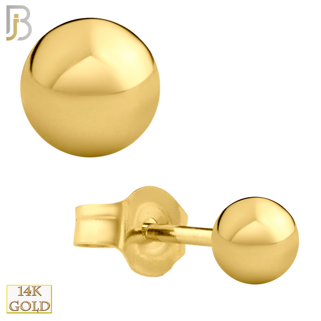 14-ES102Y - 14k Yellow Gold Push Back Plain Ball Stud Earrings image