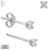 925-ES72-SC - .925 Sterling Silver Rhodium Plated Earring Stud Casting Square Princess Cut Prong Setting Clear Zircon image 1