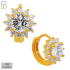 925-ES274 - 925 Sterling Silver Round Prong Multi Zircon Design Huggies Hoops Earrings Stud image 2