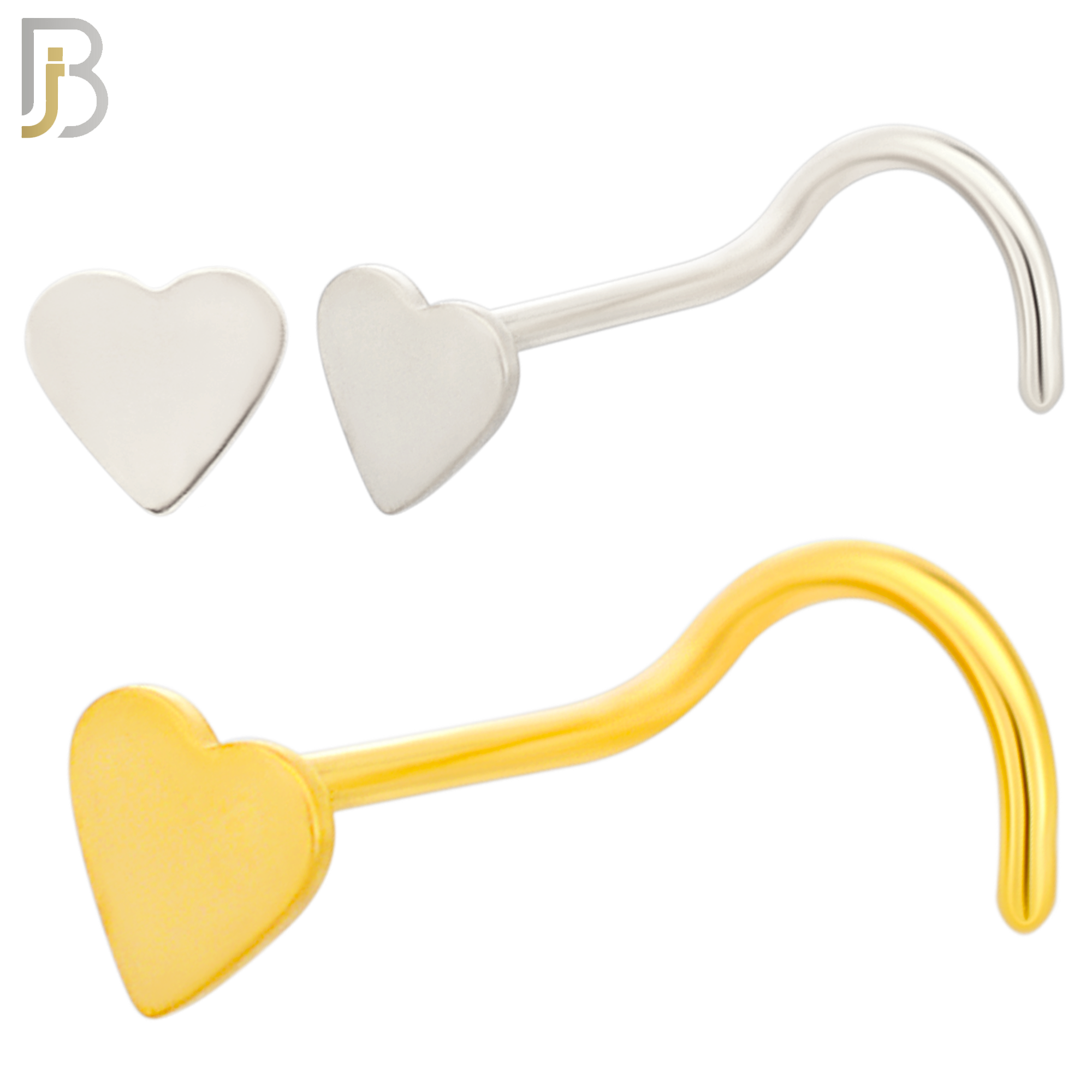 NR24C - 316L Surgical Steel Plain Solid Heart Design Nose Screw (PACK OF 6) image 0