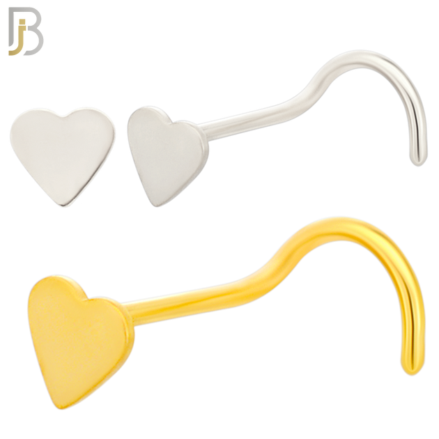 NR24C - 316L Surgical Steel Plain Solid Heart Design Nose Screw (PACK OF 6) image 0