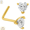 14-NR46L - 14k Solid Gold Heart Shape CZ in Prong Setting L Shape image 0