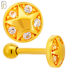TB52 - 316L Stainless Steel and Brass Plain Star in Disc with Multi Zircon Design Tragus Barbell Cartilage Piercing Externally Threaded (PACK OF 6) image 2