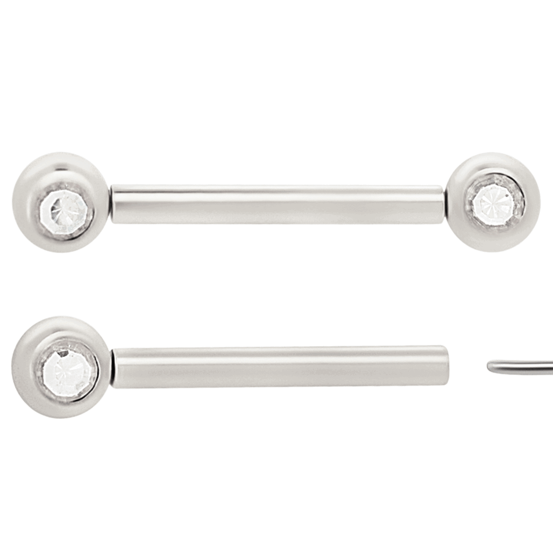 NP16S - 316L Surgical Steel  Push In Round Bezel Zircon Nipple Ring Piercing image 1