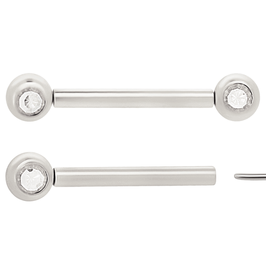 NP16S - 316L Surgical Steel  Push In Round Bezel Zircon Nipple Ring Piercing image 1