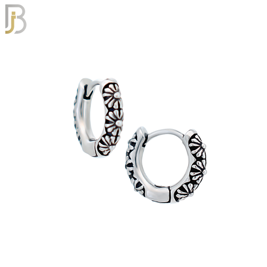 ES129 - Stainless Steel Vintage Tribal Daisy Flower Huggies Hoops Earrings image 1
