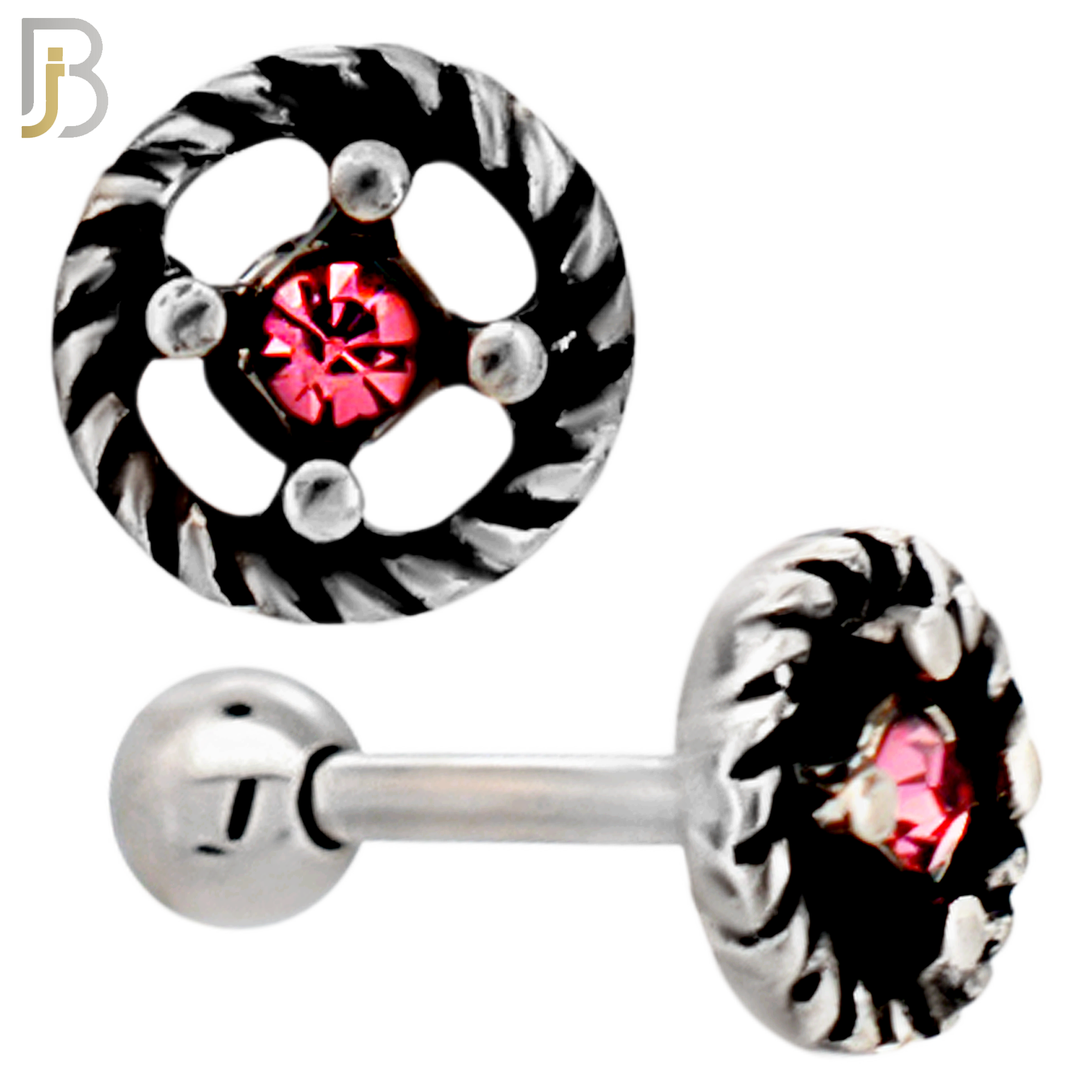 TB119 - 316L Stainless Steel Wheel Tragus/Cartilage Barbell (PACK OF 6) image 3
