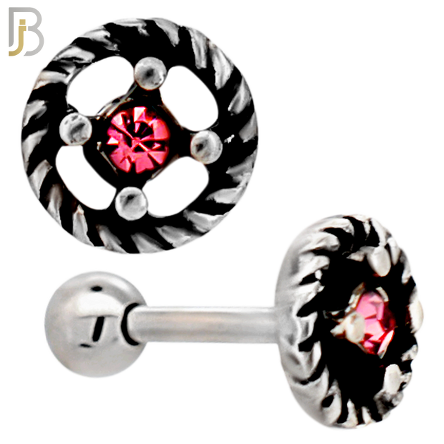TB119 - 316L Stainless Steel Wheel Tragus/Cartilage Barbell (PACK OF 6) image 3