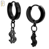 ES135 - Stainless Steel Huggies Hoops Earrings with Dangle Dollar Sign image 2