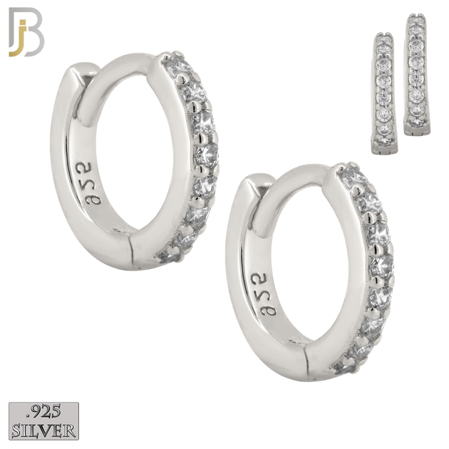 925-ES409 - 925 Sterling Silver Huggies Hoop Earrings with Zircon image 0